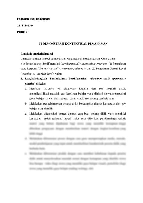 SOLUTION Demonstrasi Kontekstual Topik 4 Pemahaman Peserta Didik Dan