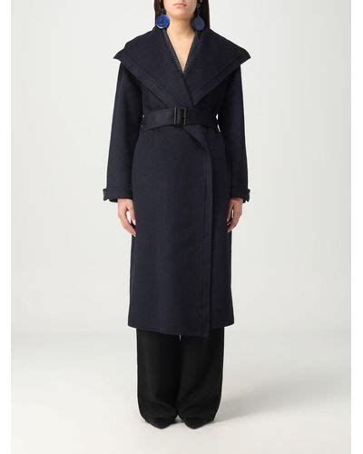 Blue Emporio Armani Coats For Women Lyst