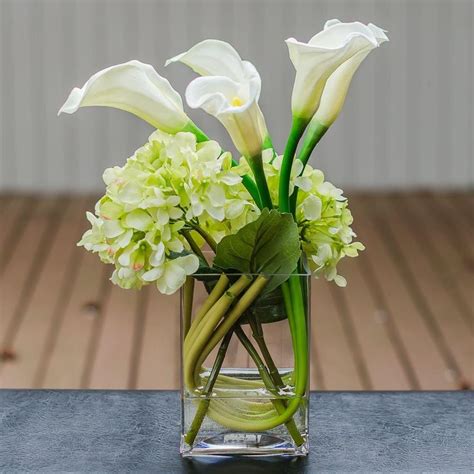 Silk Green Hydrangea Real Touch Calla Lily Arrangement Calla Lily Green Hydrangea Calla Lily