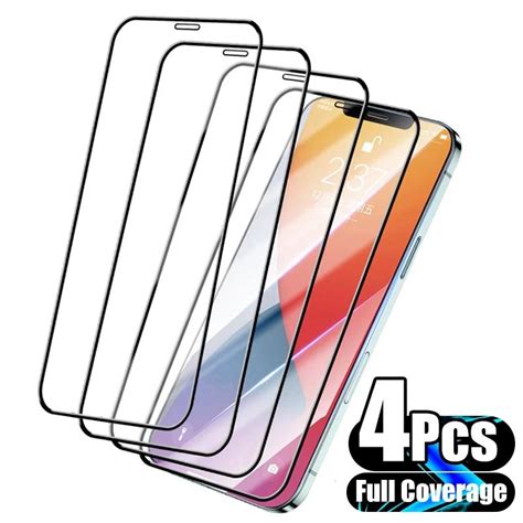 4pcs Full Cover Tempered Glass For Iphone 15 14 13 11 12 Pro Max Screen Protector For Samsung