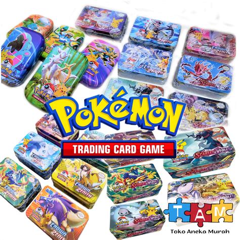 Jual KARTU POKEMON KALENG BOX ISI 40 50 TRADING CARD GAME KOTAK BESI