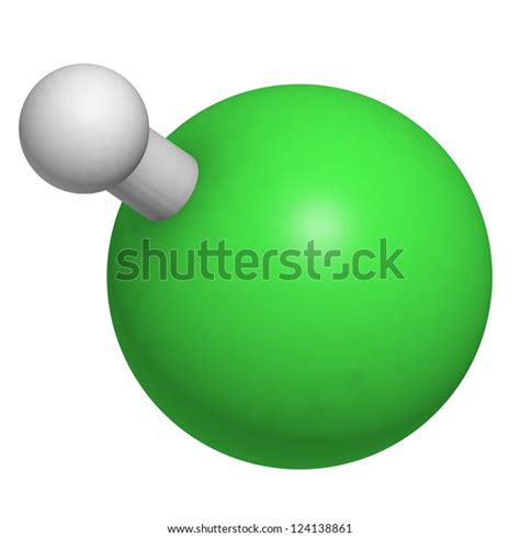 Hydrogen Chloride Hcl Molecule Chemical Structure Stock Illustration