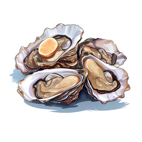 Premium Ai Image Oysters 2d Vector Illustration Cartoon In White