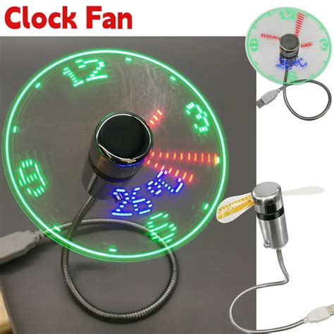 Ta Nabilir Saat Fan Rgb Led Gece Lambas V Usb El Fan Ger Ek Zamanl