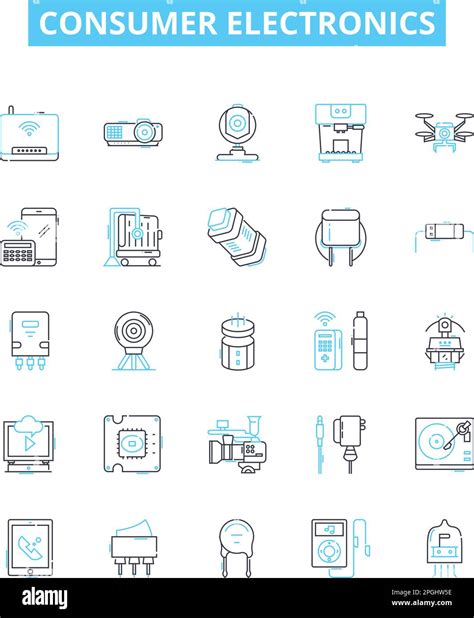 Conjunto de iconos de línea vectorial de electrónica de consumo