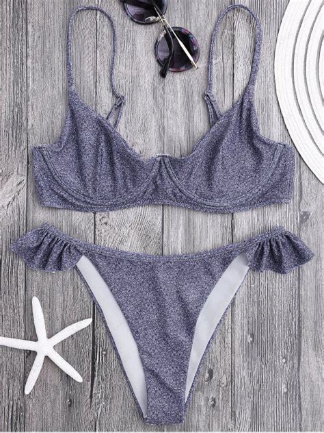 OFF Ruffles Space Dyed Underwire Bikini In COLORMIX ZAFUL