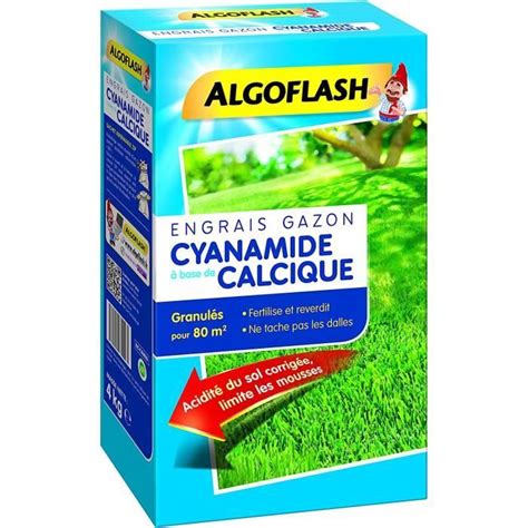 ALGOFLASH Engrais Gazon Cyanamide Calcique Jusquà 80m² 4 kg ECYA