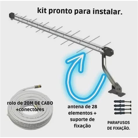 Antena Externa Digital Kit Completo Para Instalação em Promoção na