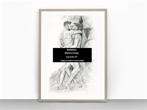 Naked Hike Gay Art Print Gay Couple Gay Lovers Erotic Male Nude Etsy