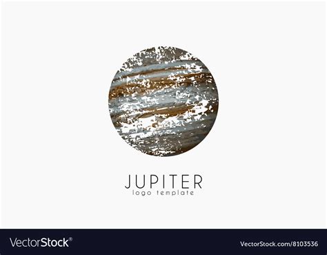 Jupiter logo planet cosmic space Royalty Free Vector Image