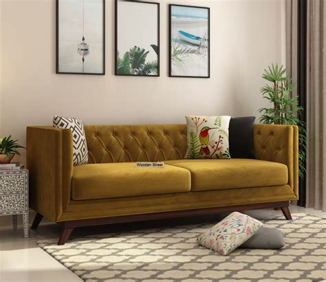 Buy Berlin Seater Sofa Velvet Chestnut Brown Online In India At