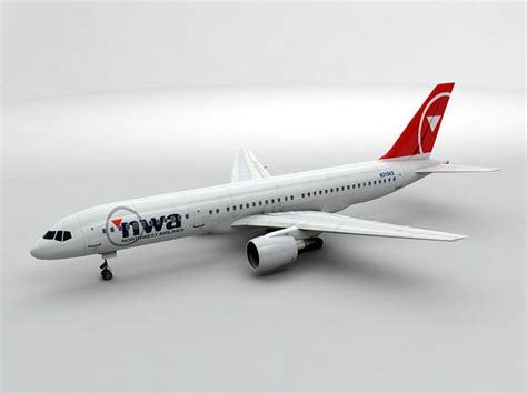 3D Model Boeing 757 200 Airliner NWA Airlines VR AR Low Poly