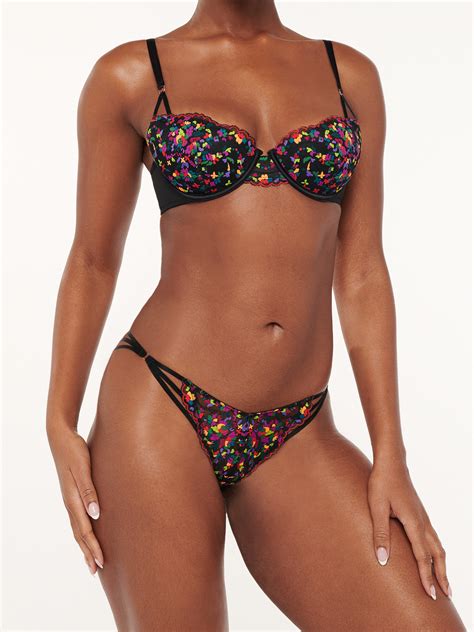 Steamy Floral String Lace Bikini In Black Multi SAVAGE X FENTY Germany