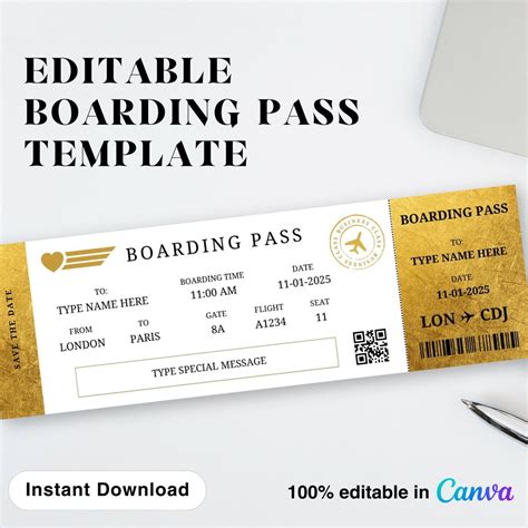 Editable Boarding Pass Boarding Pass T Surprise Boarding Etsy