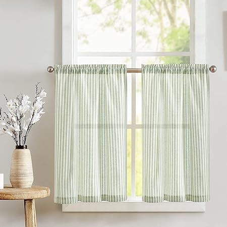 Amazon Jinchan Kitchen Curtains Striped Tier Curatins Linen