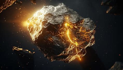 Premium Photo | Asteroid made of pure gold in space realistic