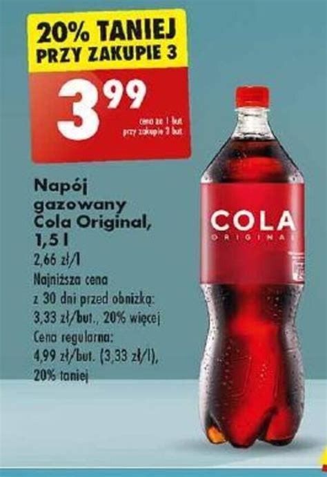 Promocja Napój gazowany Cola Original 1 5 l w Biedronka