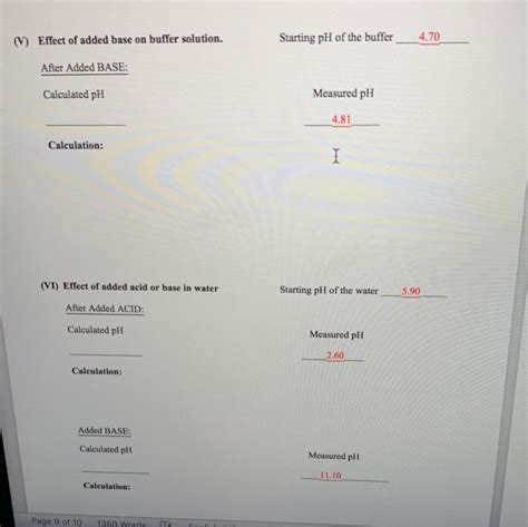 Observations And Calculations A Buffer With Equal Chegg