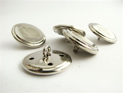 Silver Colour Metal Shank Buttons 22 Mm 78 Etsy