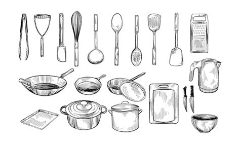 Premium Vector Kitchen Utensil Tools Set Cooking Collection Vector