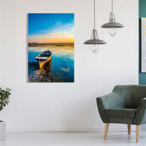 Quadro Tela Canvas Decorativa Paisagem Canoa Em Lago 60x90cm Decore