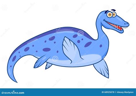 Cartoon Dinosaur Plesiosaurus Stock Vector Illustration Of Cheerful