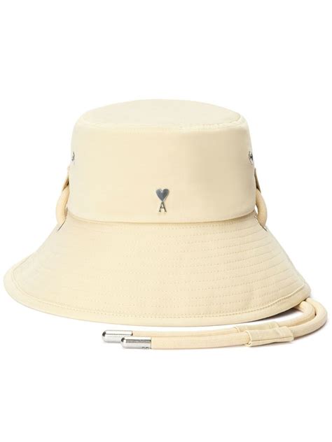 Ami Paris Ami De Coeur Drawstring Bucket Hat Farfetch