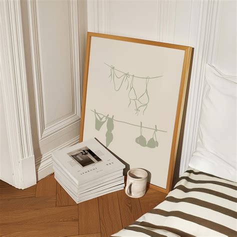 Modroom Bikini Print Beachy Wall Art Coastal Aesthetic Poster Summer Print Bikini On Clothesline