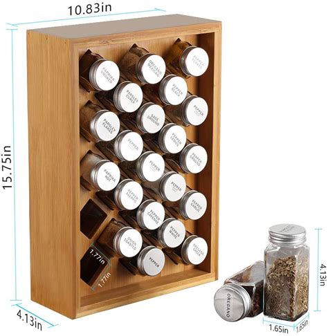 Nex Bamboo Spice Rack Organizer Herb Spice Jar Set Stand Holder 23 Glass Jars Ebay