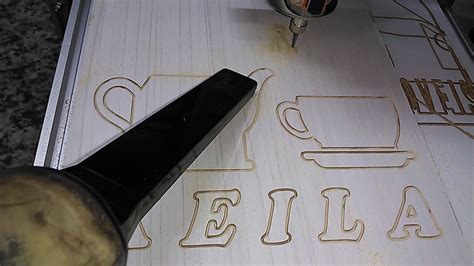 Cnc Caseira Fresando Em Placa Mdf 6mm Cantinho Do Cafe Personalizada