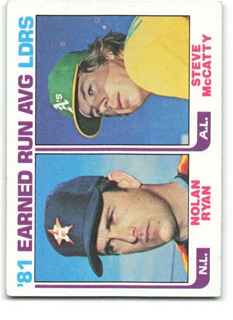 1982 Topps 167 Nolan Ryan Steve McCatty NM Near Mint ERA Leaders ID