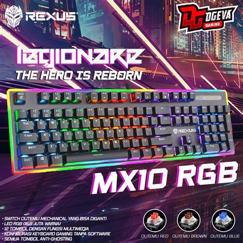 Jual Rexus Legionare MX10 Fullsize RGB Mechanical Gaming Keyboard