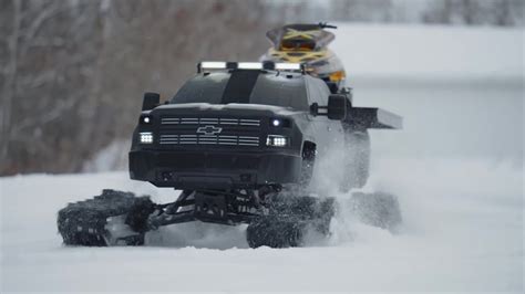 2015 Chevy Silverado RC 1 5 Toy Hauler Nitro ZX RC Snowmobile YouTube