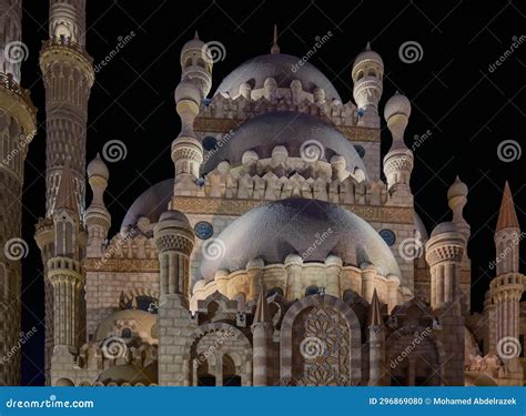 Al Sahaba Mosque In Sharm El Sheikh Egypt Night View Stock Photo