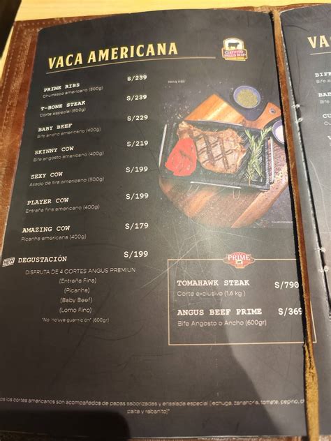 Carta Del Restaurante La Vaca Y Sus Amigos Mayolo Lima