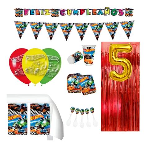 Kit Infantil Decoración Fiesta Hot Wheels X Invitados Cuotas sin interés