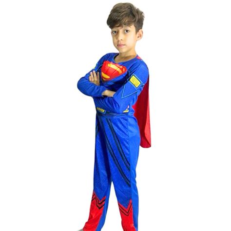 Roupa Do Superman Infantil - Roupa Fantasia Infantil Do Superman Longa Com Enchimento | Shopee Brasil