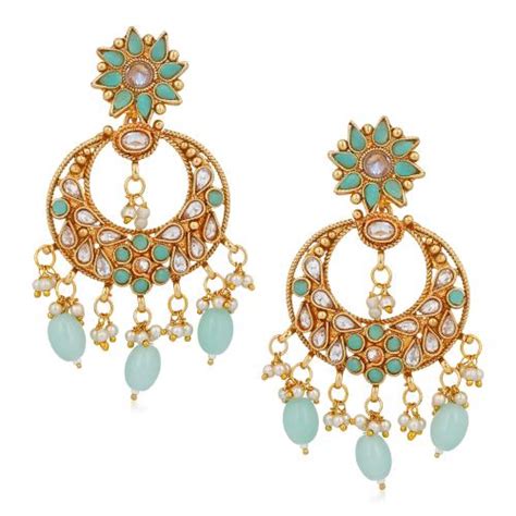 Buy Okos Traditional Ethnic Matte Gold Finish Dangling Earrings With