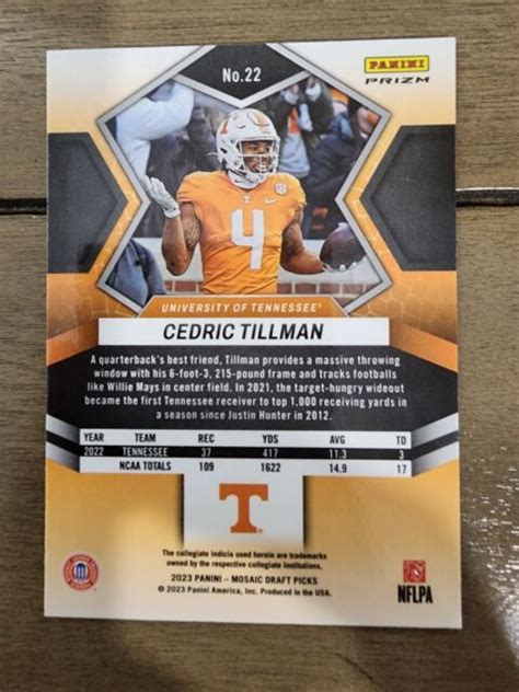 2023 Panini Mosaic Draft Picks Silver Prizm 22 Cedric Tillman For