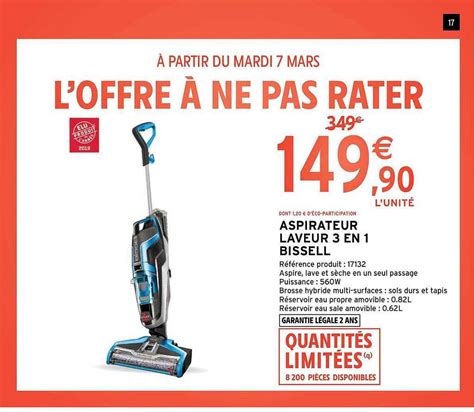 Promo Aspirateur laveur 3 en 1 bissell chez Intermarché Hyper