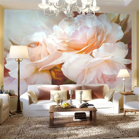 3d Wall Mural Classical Pink Rose Large Mural Custom 3d Room Landscape