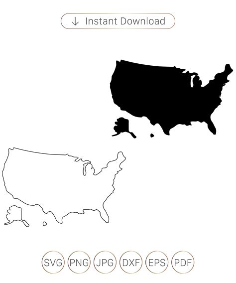 Usa Map Svg Us Map Outline Svg Us Map Silhouette Estados Unidos Svg