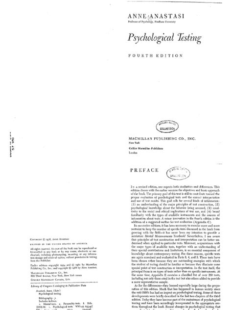 Anne Anastasi - Psychological Testing | PDF | Psychological Testing ...