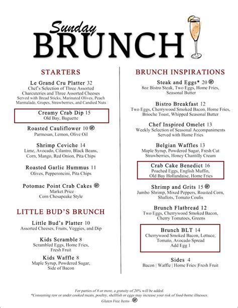 Brunch Summer Menu 1 Potomac Point Winery