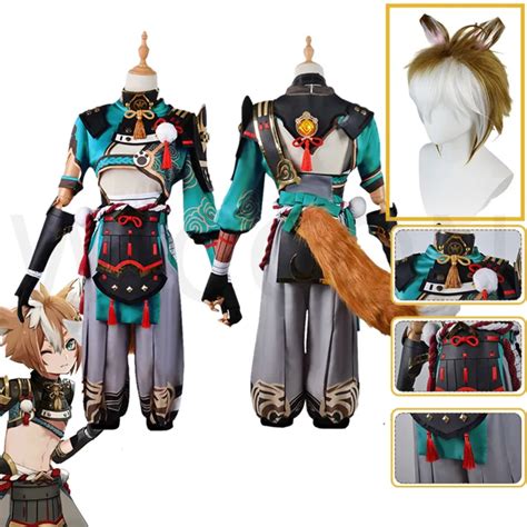 Game Genshin Impact Gorou Cosplay Costume Men Combat Uniform Fox Boy