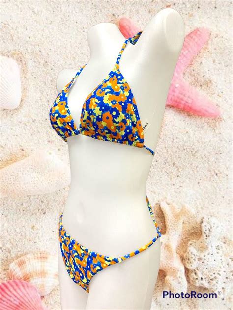 Shein Orange Floral Bikini Women S Fashion Swimwear Bikinis Swimsuits On Carousell