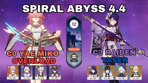 NEW SPIRAL ABYSS 4 4 C0 YAE MIKO OVERLOAD X C3 RAIDEN DOUBLE HYDRO