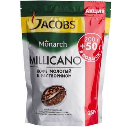 Кофе Jacobs Monarch Millicano 250г пакет молотый в растворимом - купить ...