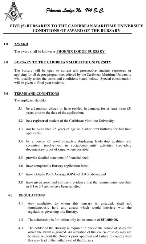 Phoenix Lodge Bursary : Caribbean Maritime University
