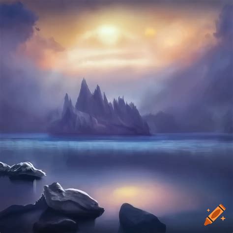 Fantasy Painting Of Silver Rocks In A Lake On Craiyon